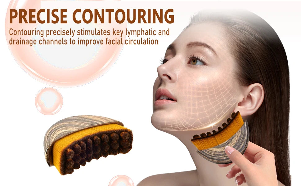 MYALBTROZ™ Lymphatic Contour Face Brush – Ergonomic Facial Drainage Massager for Jawline, Chin & Skin Sculpting
