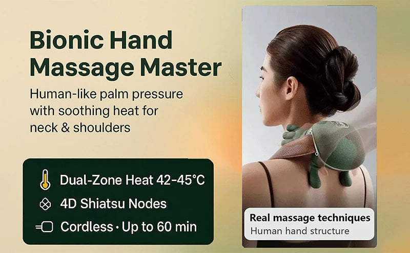 MYALBTROZ™ Smart Bionic Neck & Shoulder Massager Deep Kneading Heat Therapy for Full Body Relaxation