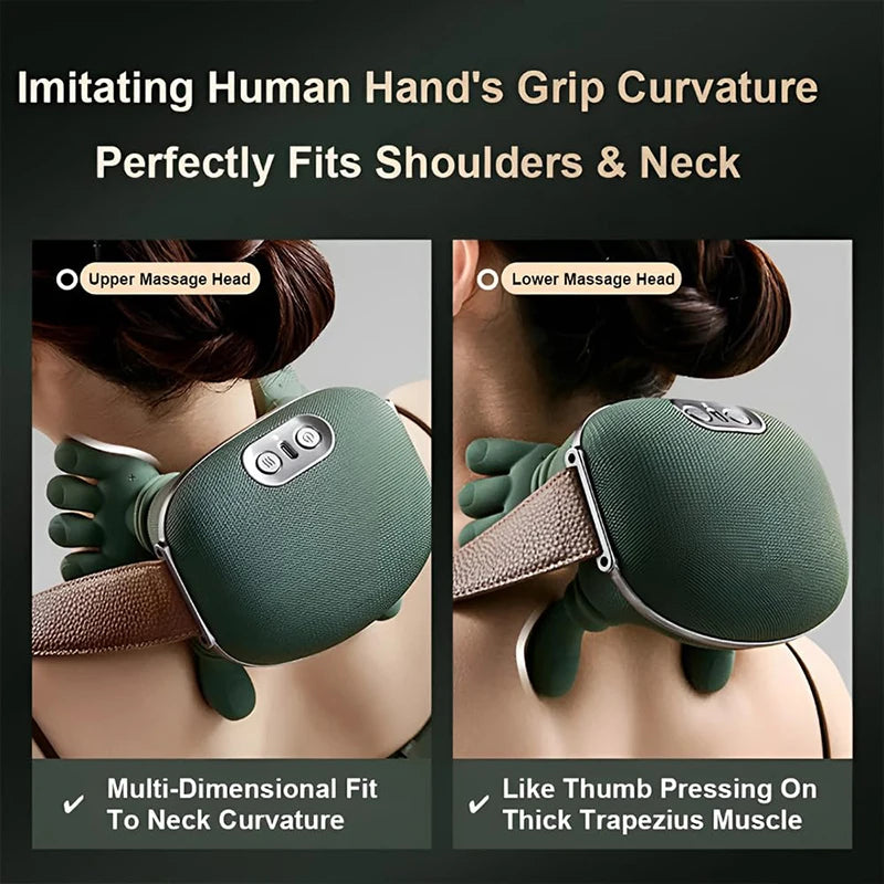 MYALBTROZ™ Smart Bionic Neck & Shoulder Massager Deep Kneading Heat Therapy for Full Body Relaxation